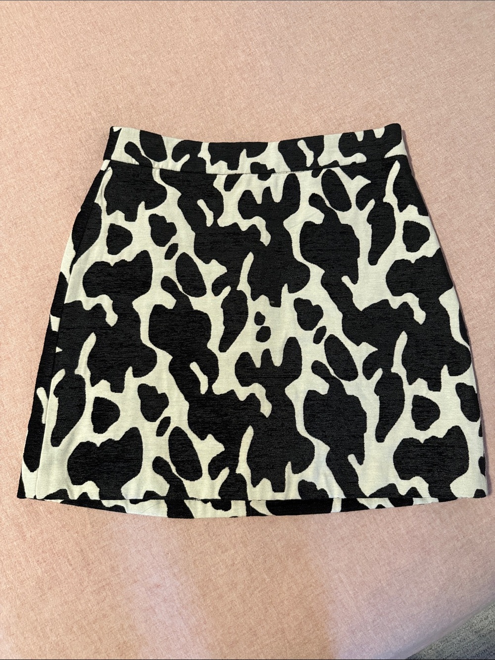 Zara Black and White Cow-Pattern Mini Skirt